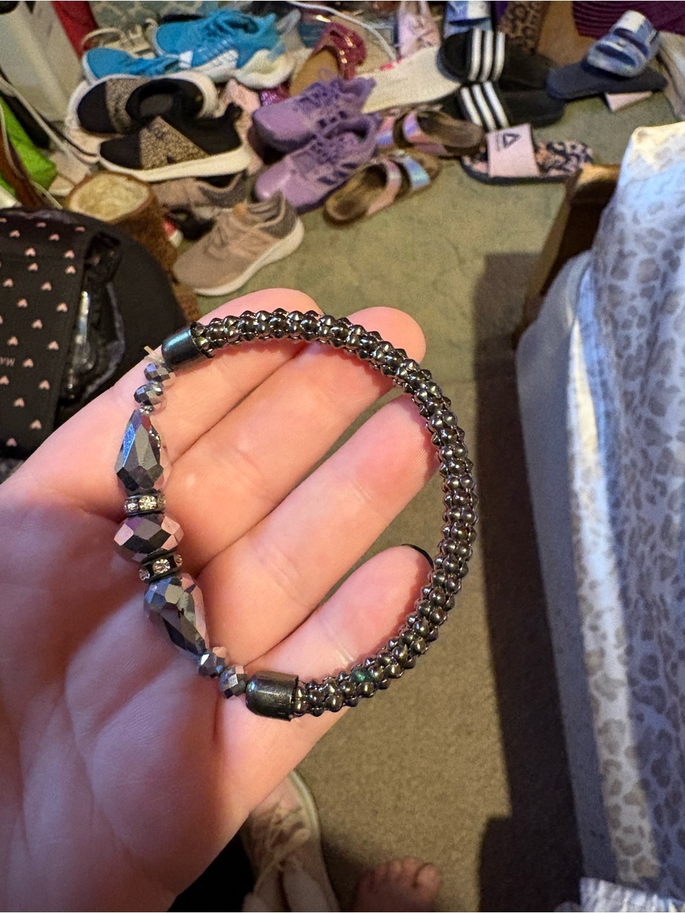 Hematite Beaded Stretch Bracelet - Women Jewelry